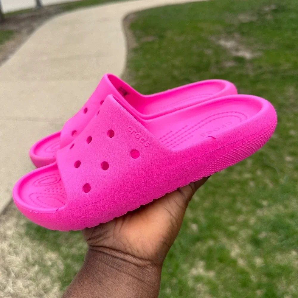 Crocs‎ Classic Slide V2 Little Kids Sandals Size J2 Pink